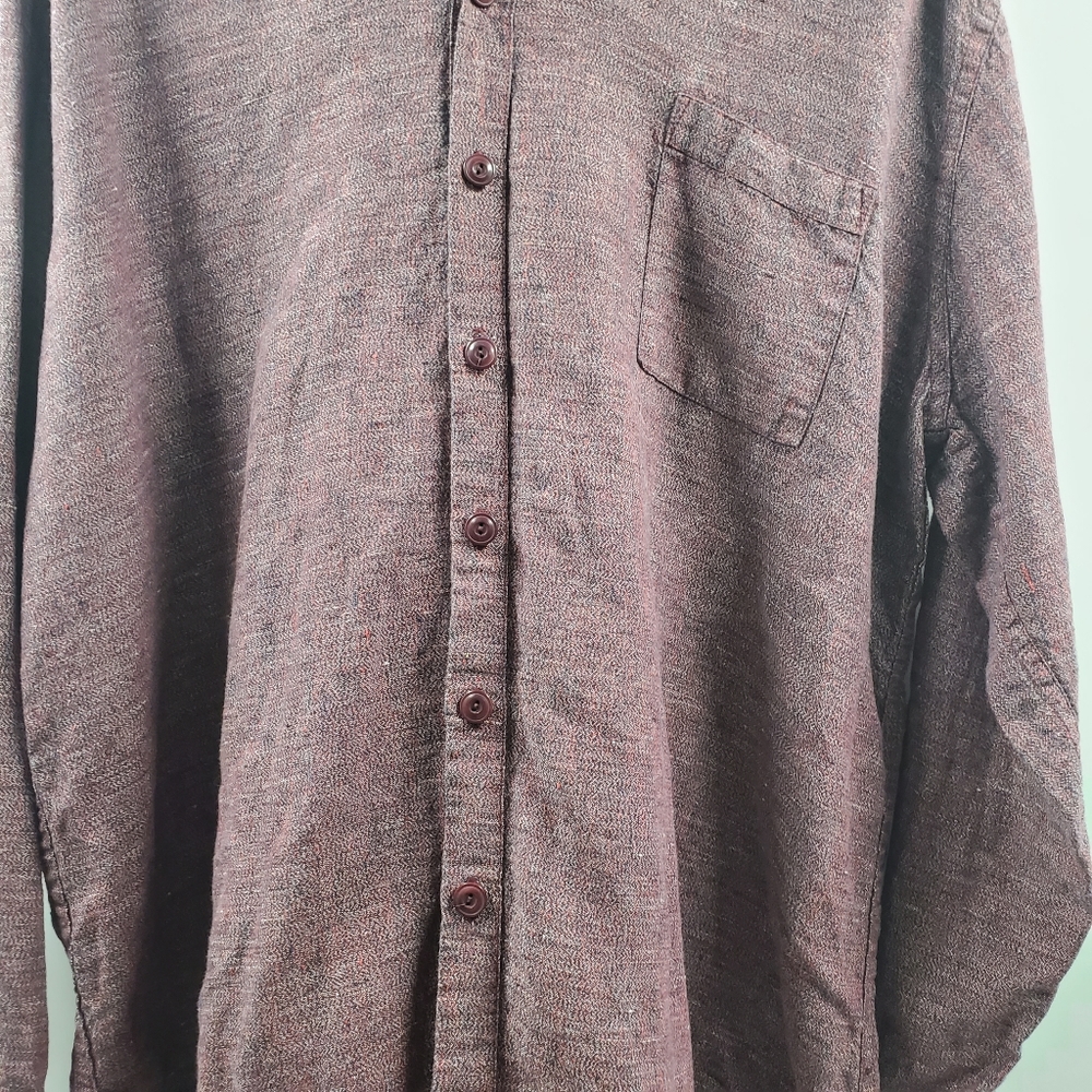 Flax Red Oversized Linen Button Up Shirt Lagenlook - Picture 3 of 5